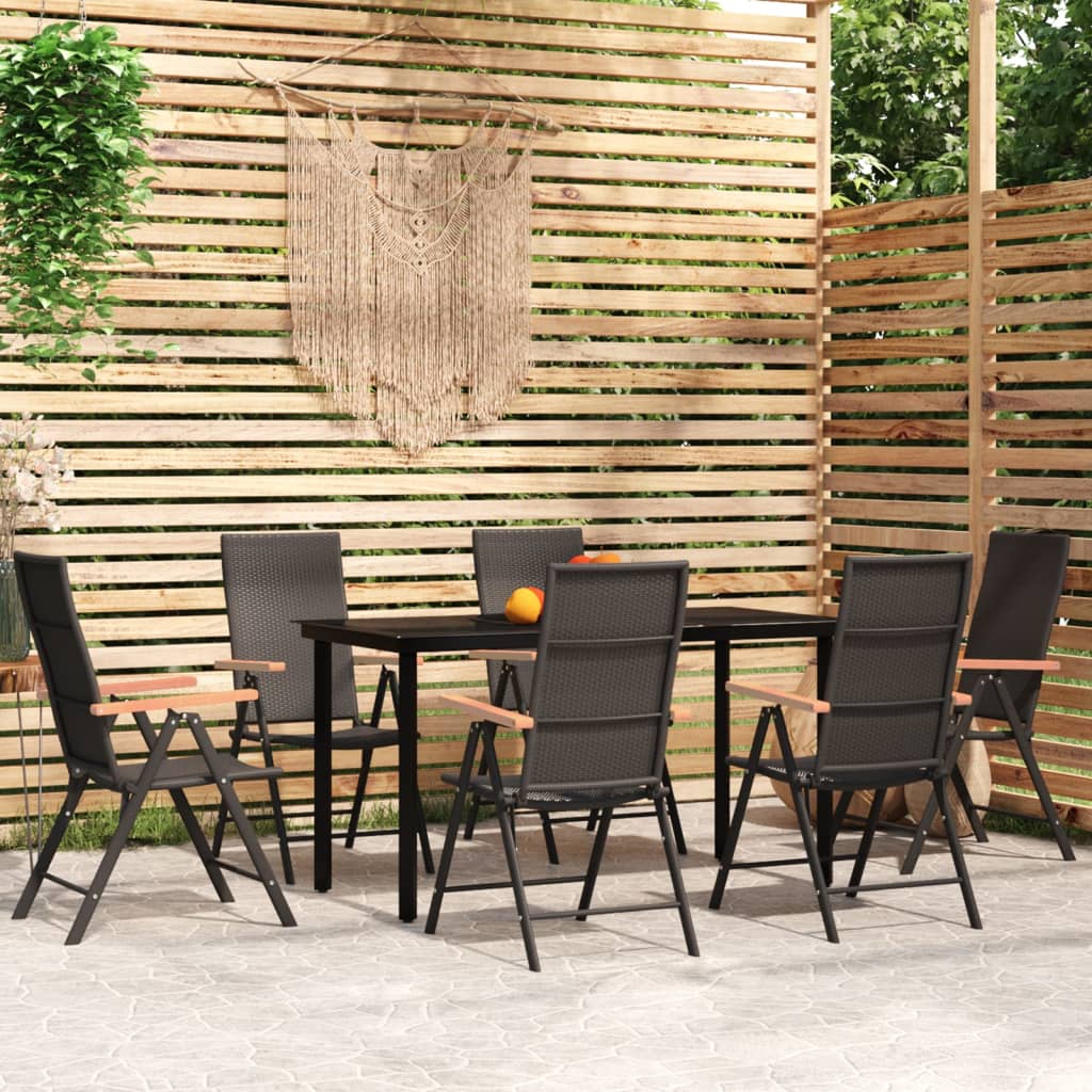 Ensemble à manger de jardin 7 pcs Noir - XIOS