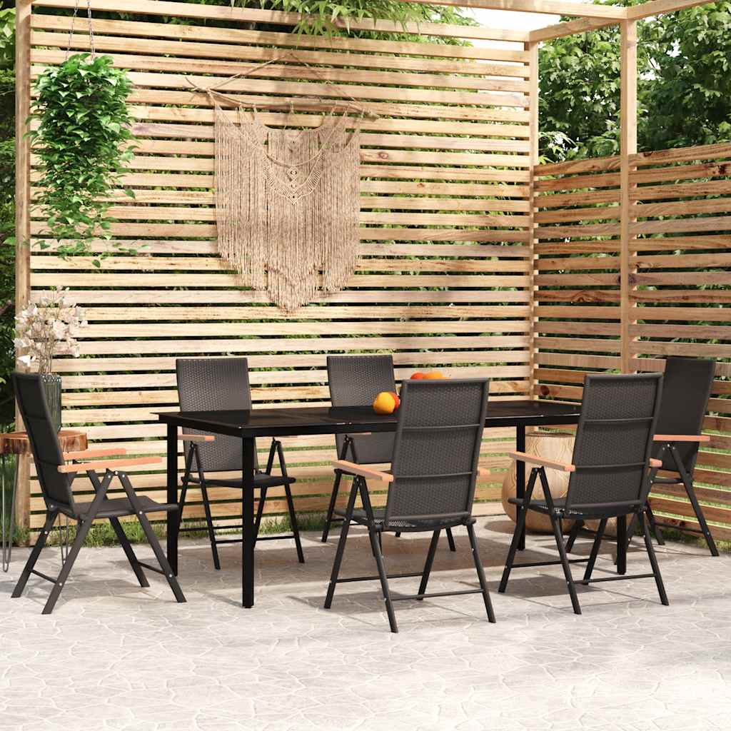 Ensemble à manger de jardin 7 pcs Noir - XIOS