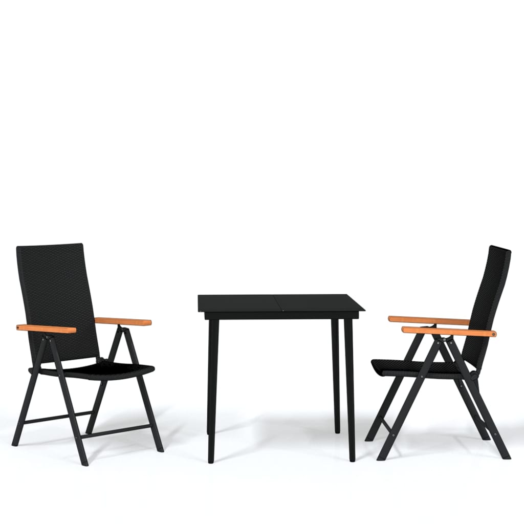 Ensemble à manger de jardin 3 pcs Noir
