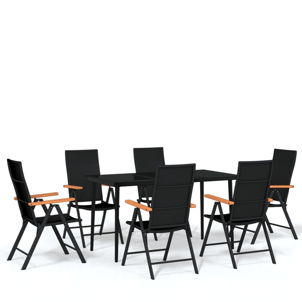 Ensemble à manger de jardin 7 pcs Noir - XIOS