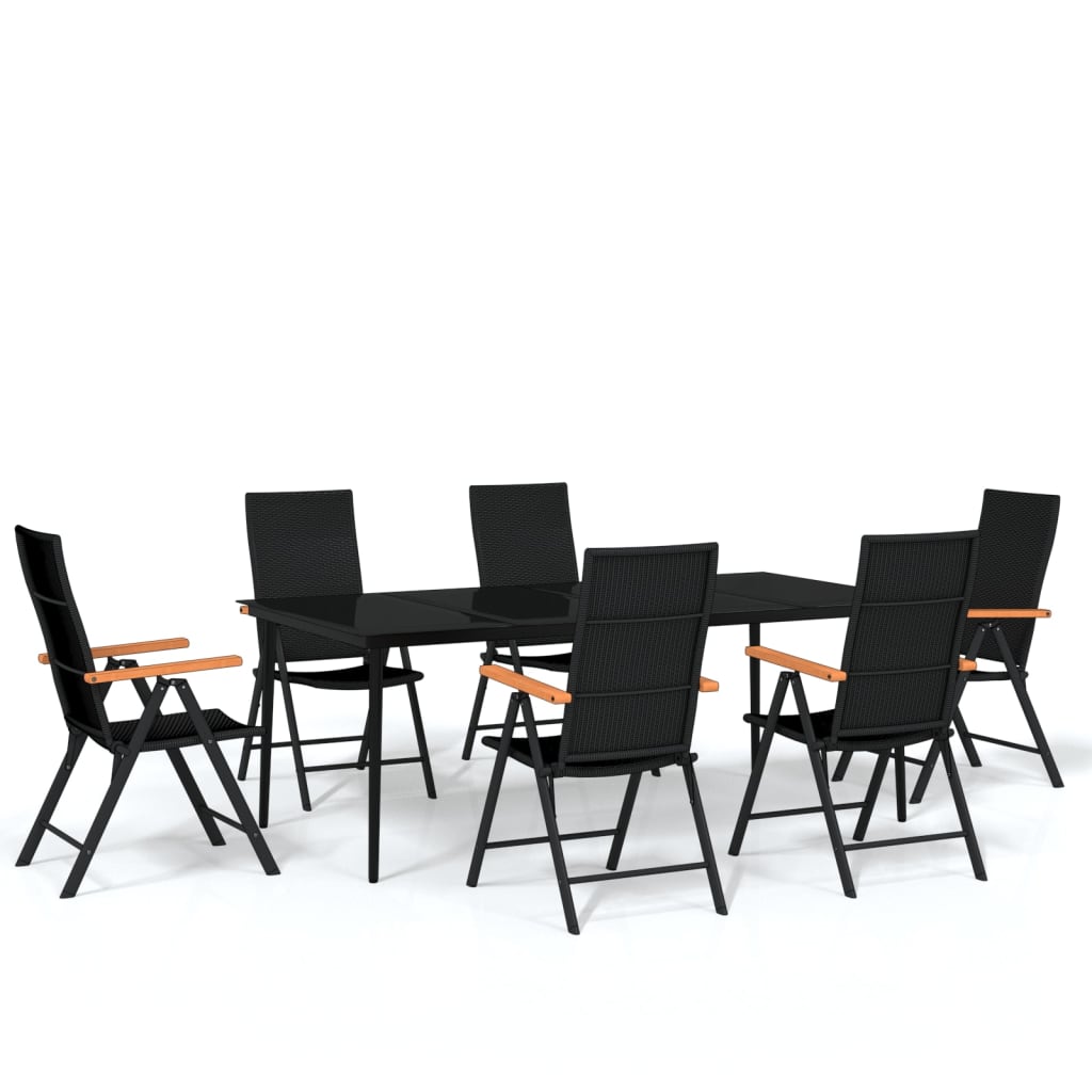 Ensemble à manger de jardin 7 pcs Noir - XIOS