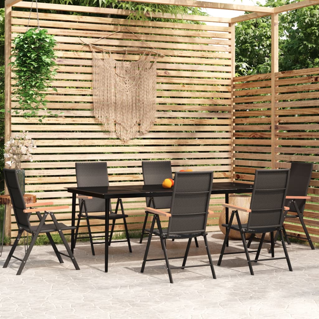 Ensemble à manger de jardin 7 pcs Noir - XIOS