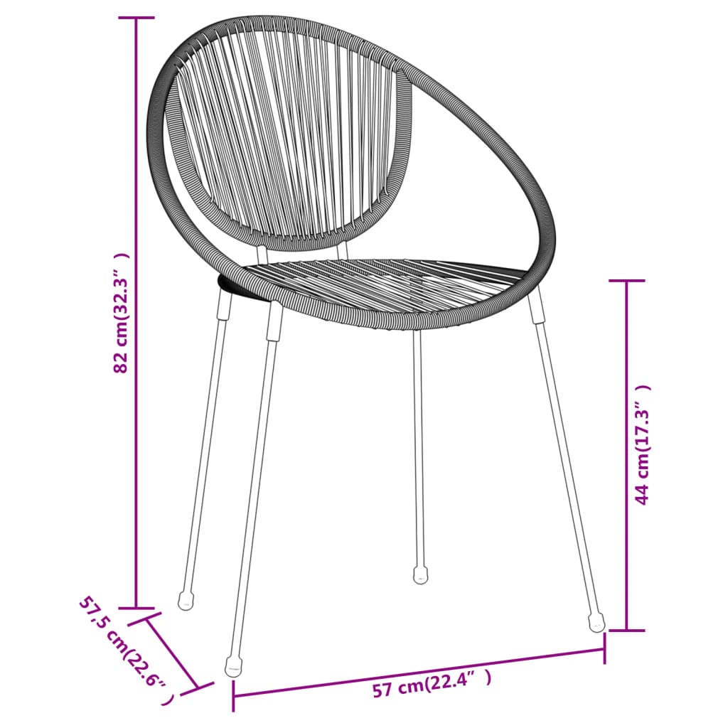 Ensemble à manger de jardin 3 pcs Noir