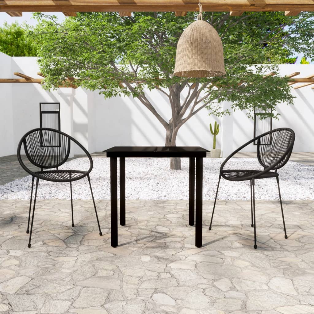 Ensemble à manger de jardin 3 pcs Noir