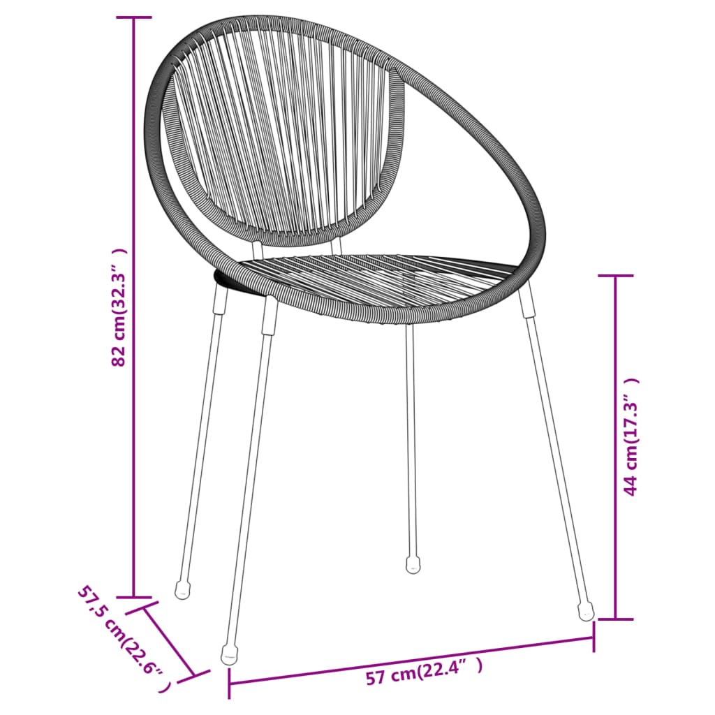 Ensemble à manger de jardin 3 pcs Noir