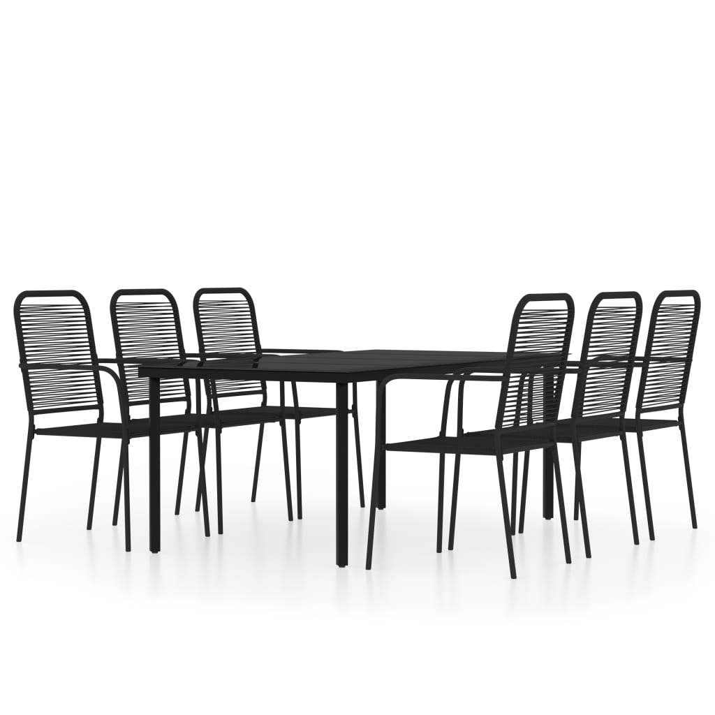 Ensemble à manger de jardin 7 pcs Noir