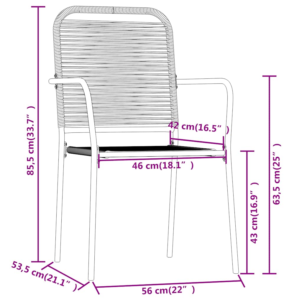 Ensemble à manger de jardin 7 pcs Noir