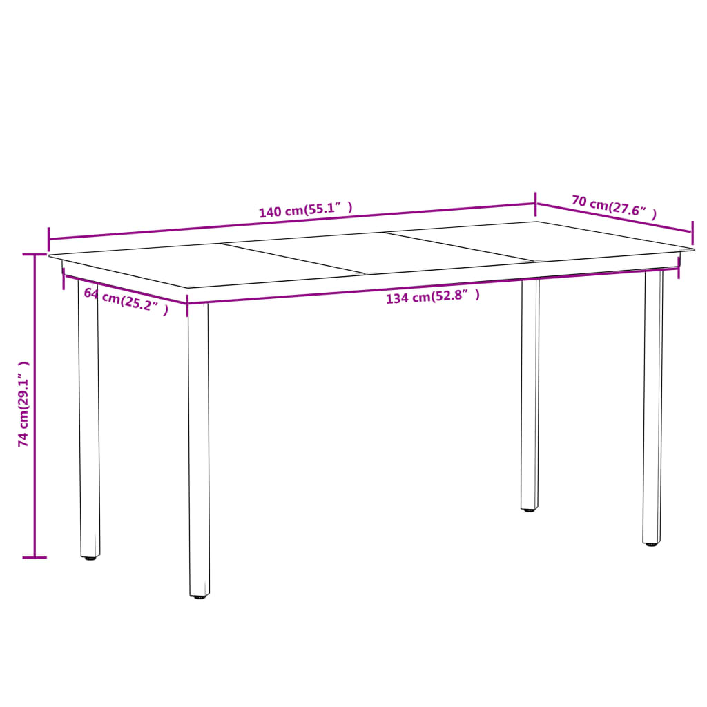 Ensemble à manger de jardin 7 pcs Noir