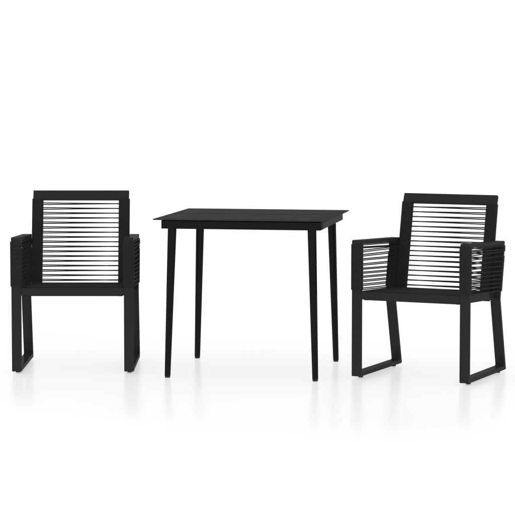 Ensemble à manger de jardin 3 pcs Noir