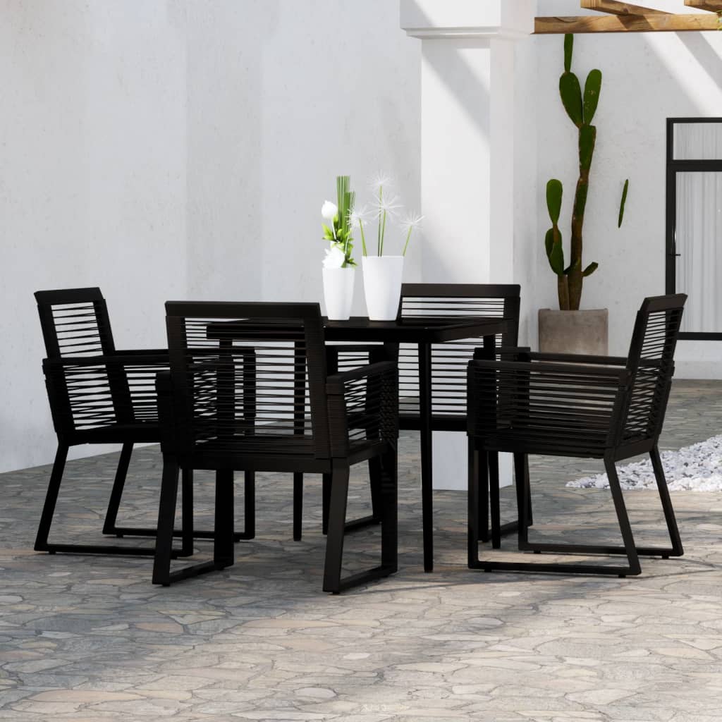 Ensemble à manger de jardin 5 pcs Noir