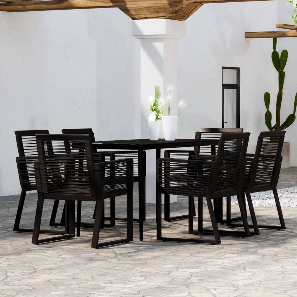 Ensemble à manger de jardin 7 pcs Noir