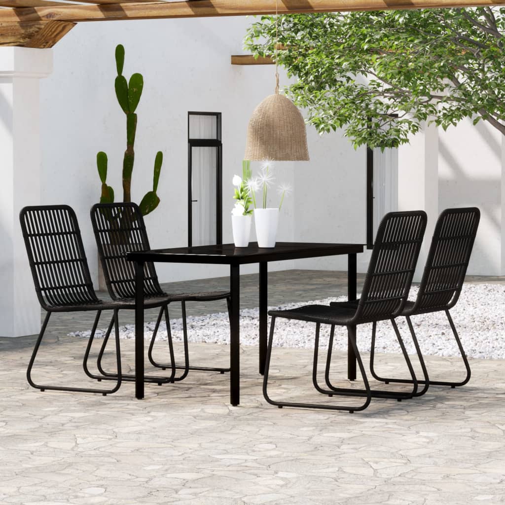 Ensemble à manger de jardin 5 pcs Noir