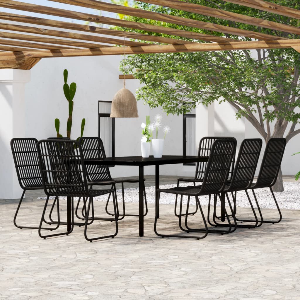 Ensemble à manger de jardin 9 pcs Noir - XIOS