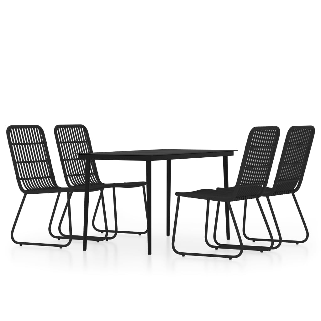 Ensemble à manger de jardin 5 pcs Noir