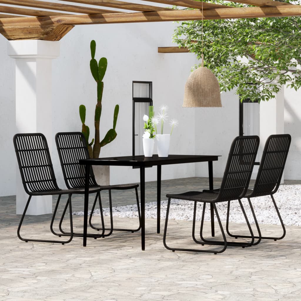 Ensemble à manger de jardin 5 pcs Noir