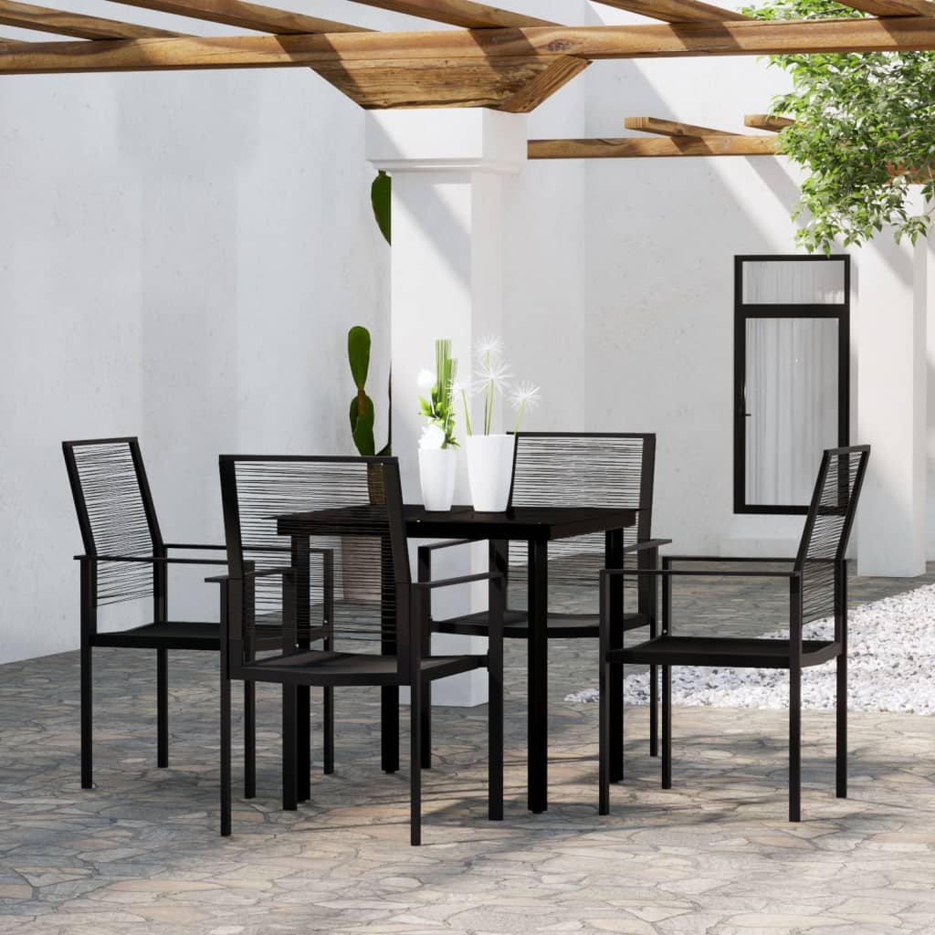 Ensemble à manger de jardin 5 pcs Noir