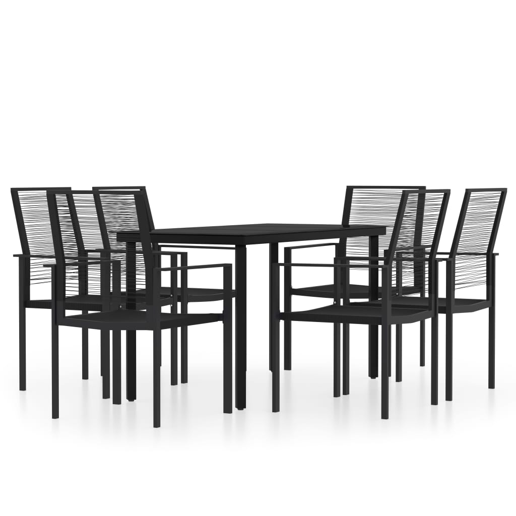 Ensemble à manger de jardin 7 pcs Noir