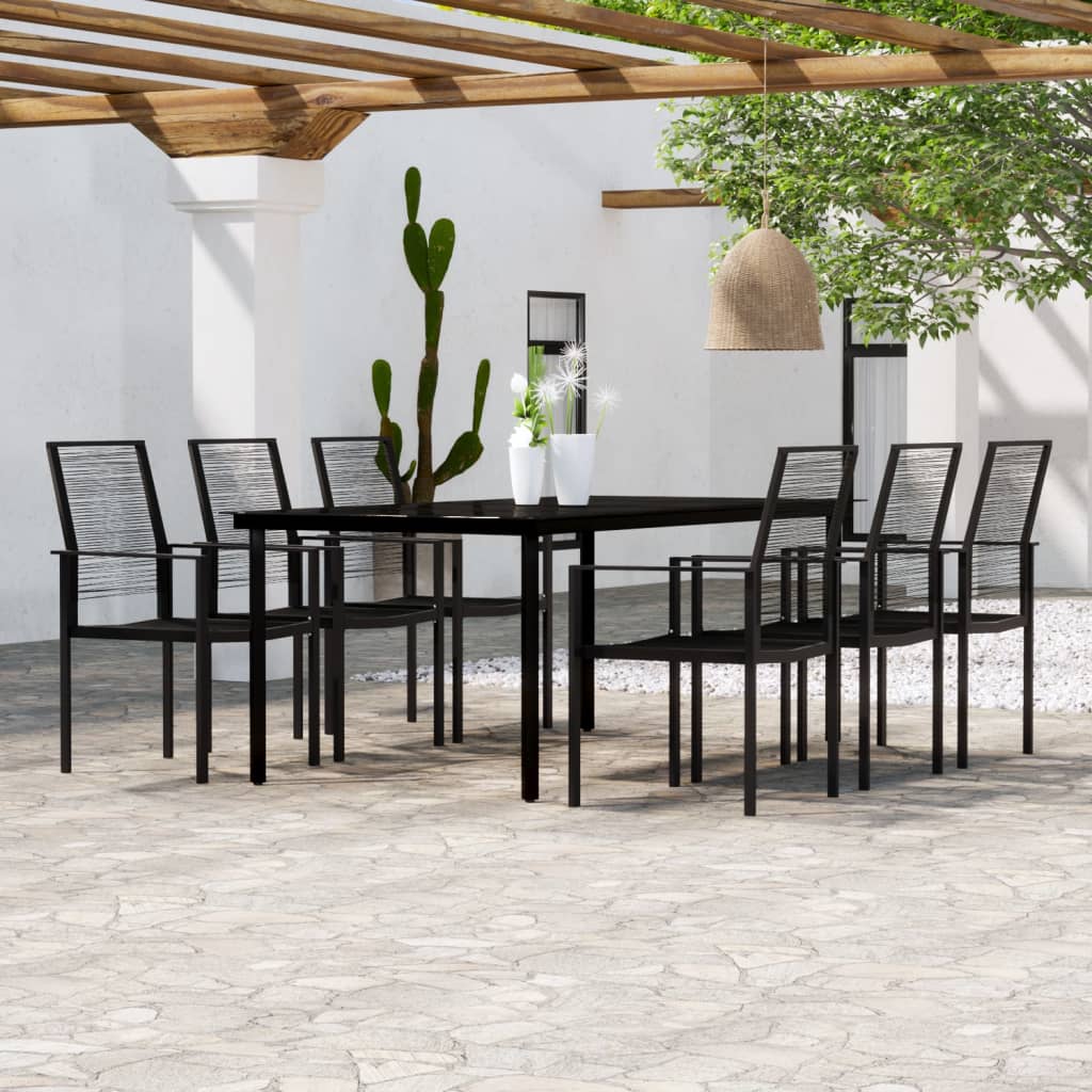 Ensemble à manger de jardin 7 pcs Noir