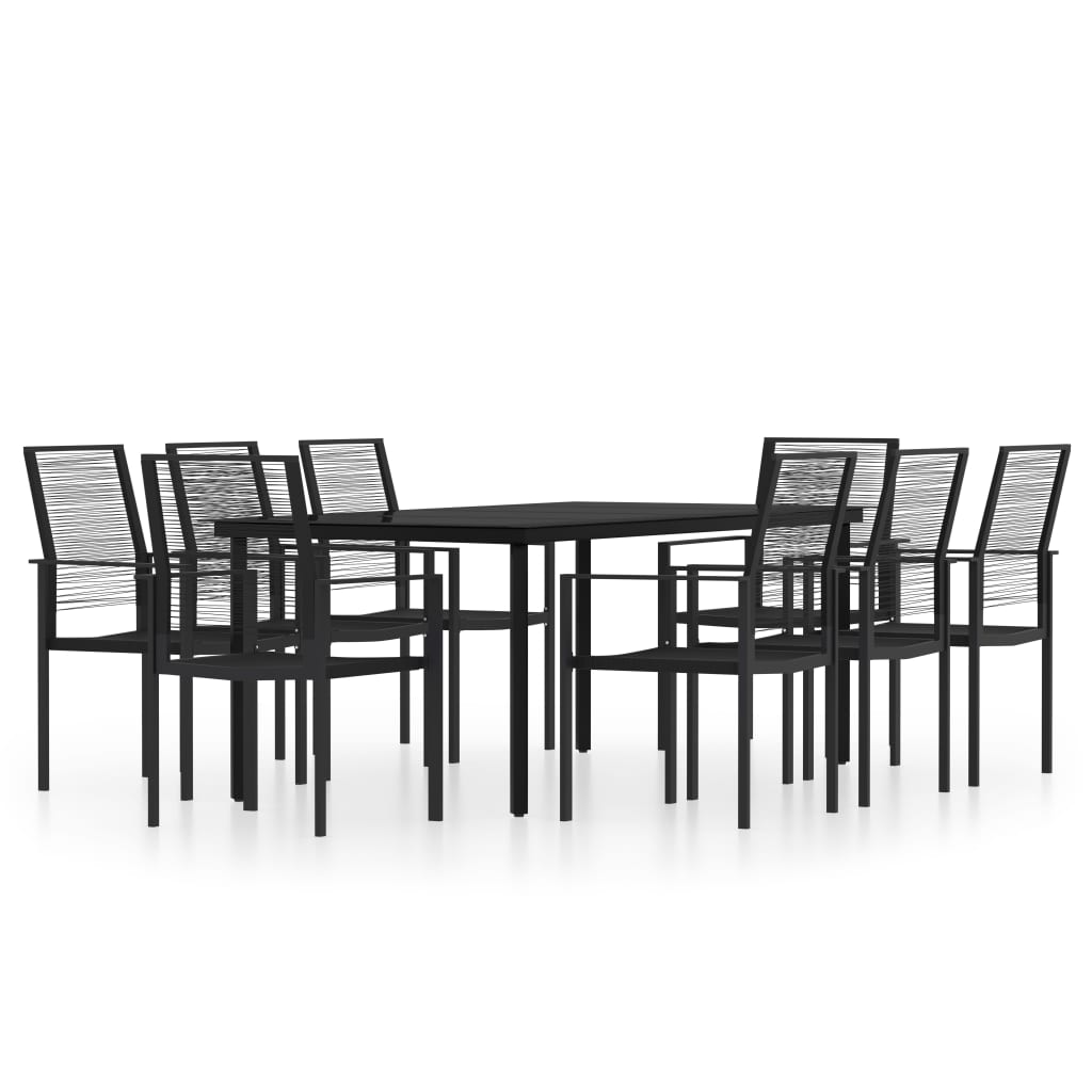 Ensemble à manger de jardin 9 pcs Noir