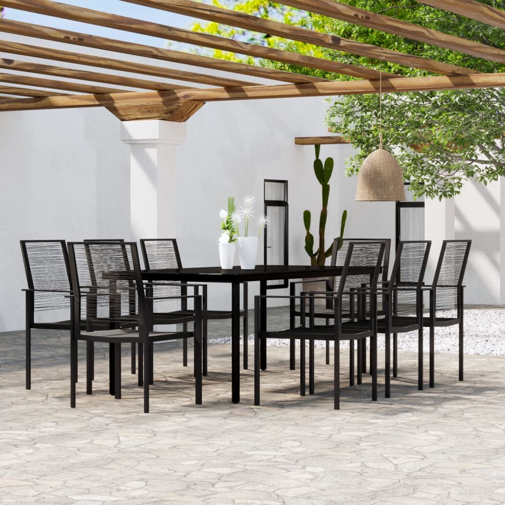 Ensemble à manger de jardin 9 pcs Noir