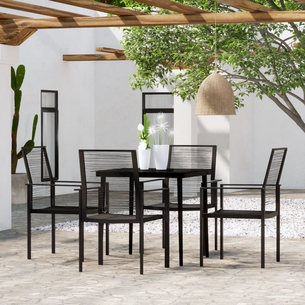 Ensemble à manger de jardin 5 pcs Noir