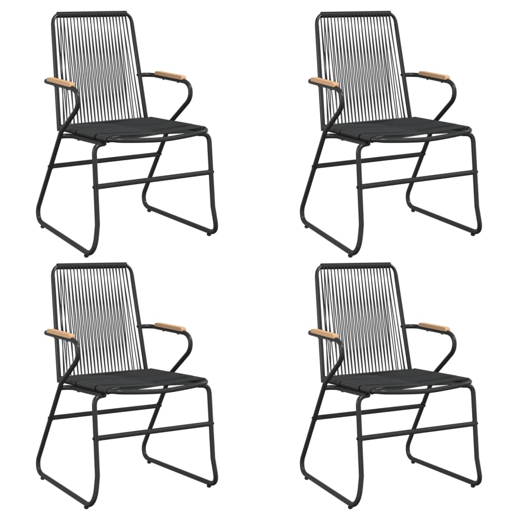 Ensemble à manger de jardin 5 pcs Noir Rotin PVC