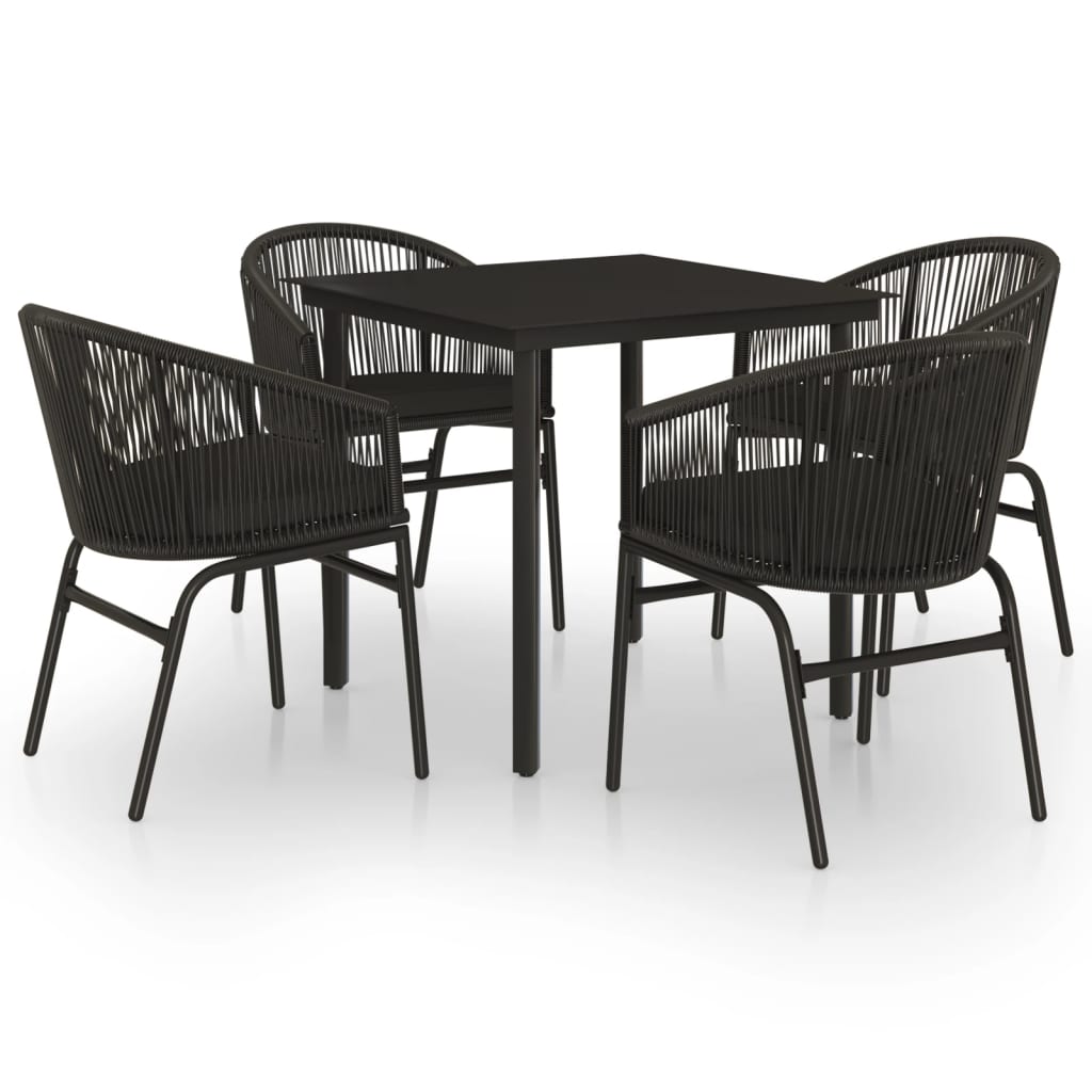 Ensemble à manger de jardin 5 pcs Noir