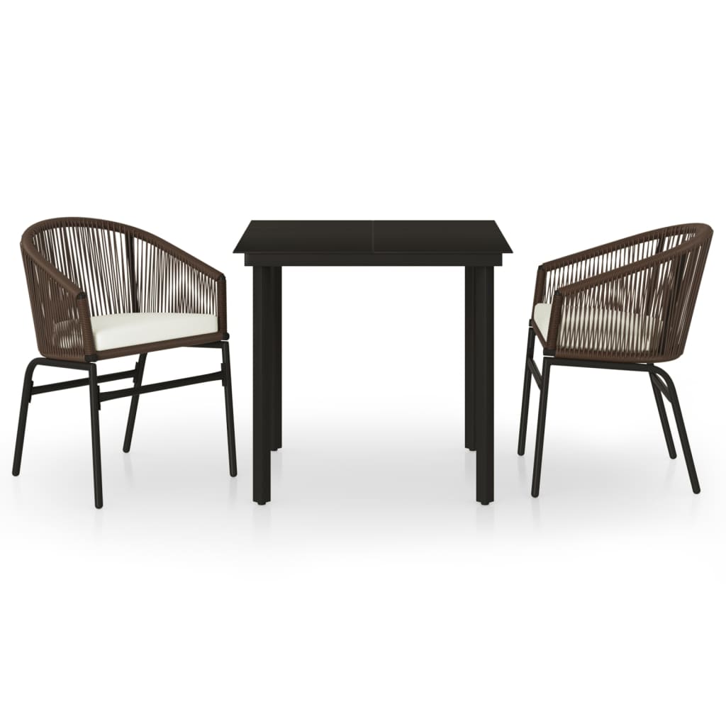 Ensemble à manger de jardin 3 pcs Marron