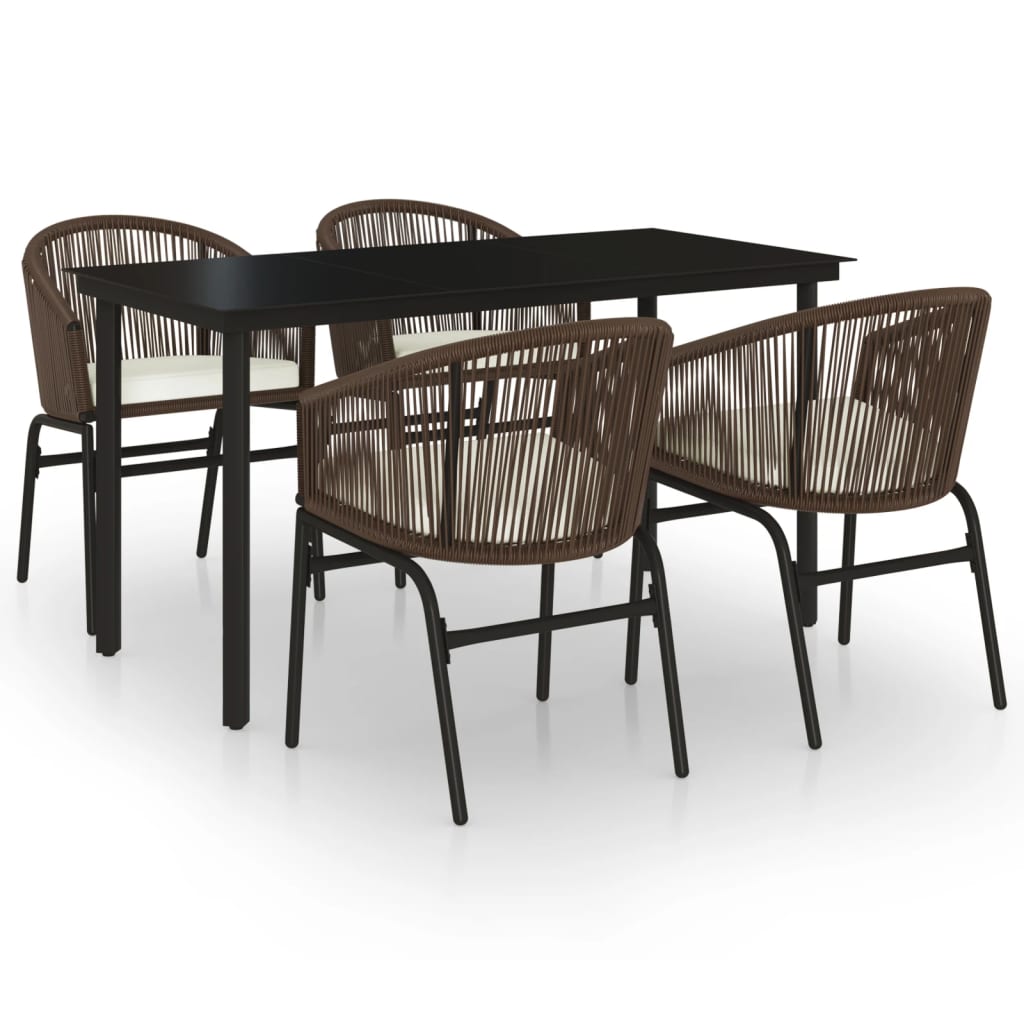 Ensemble à manger de jardin 5 pcs Marron