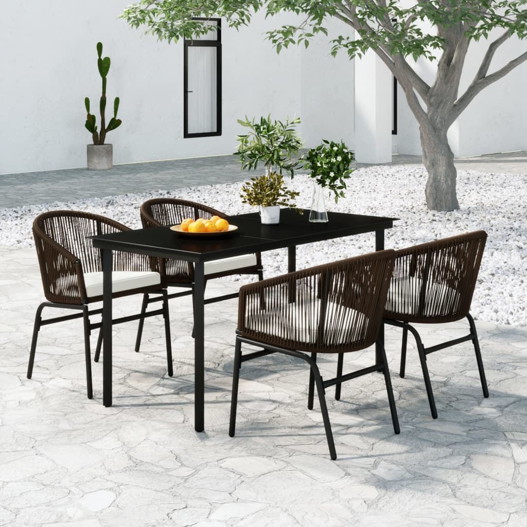 Ensemble à manger de jardin 5 pcs Marron