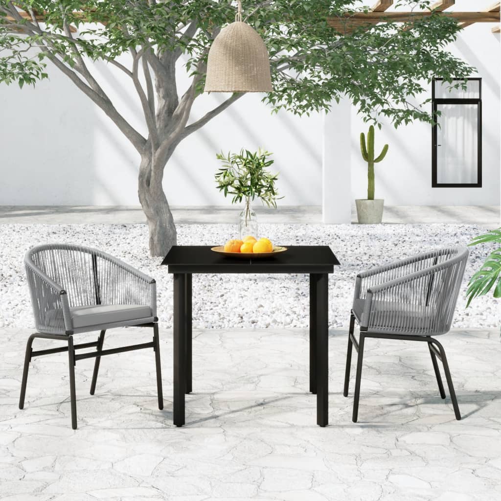 Ensemble à manger de jardin 3 pcs Gris