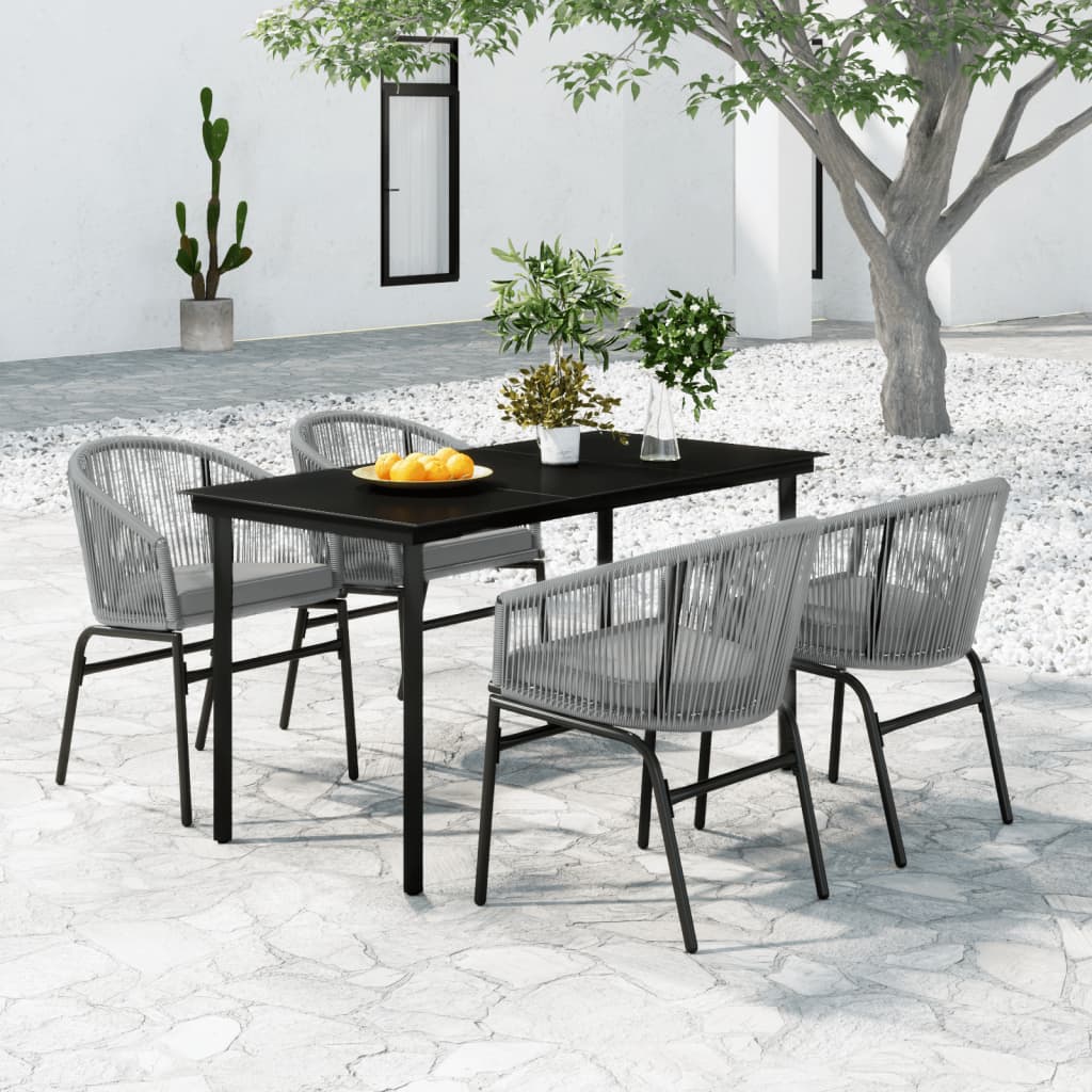 Ensemble à manger de jardin 5 pcs Gris