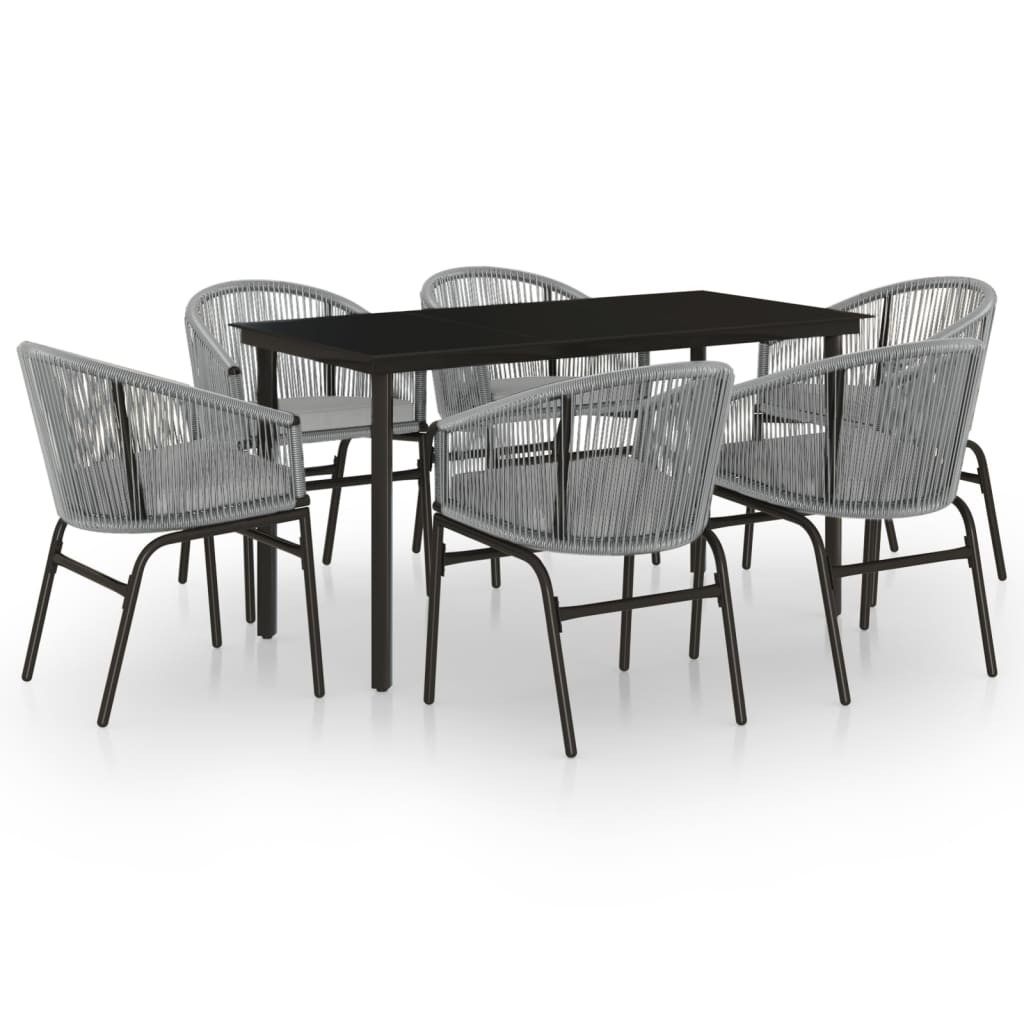 Ensemble à manger de jardin 7 pcs Gris