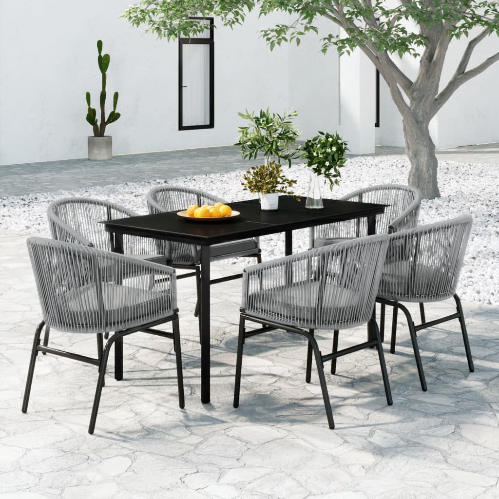 Ensemble à manger de jardin 7 pcs Gris