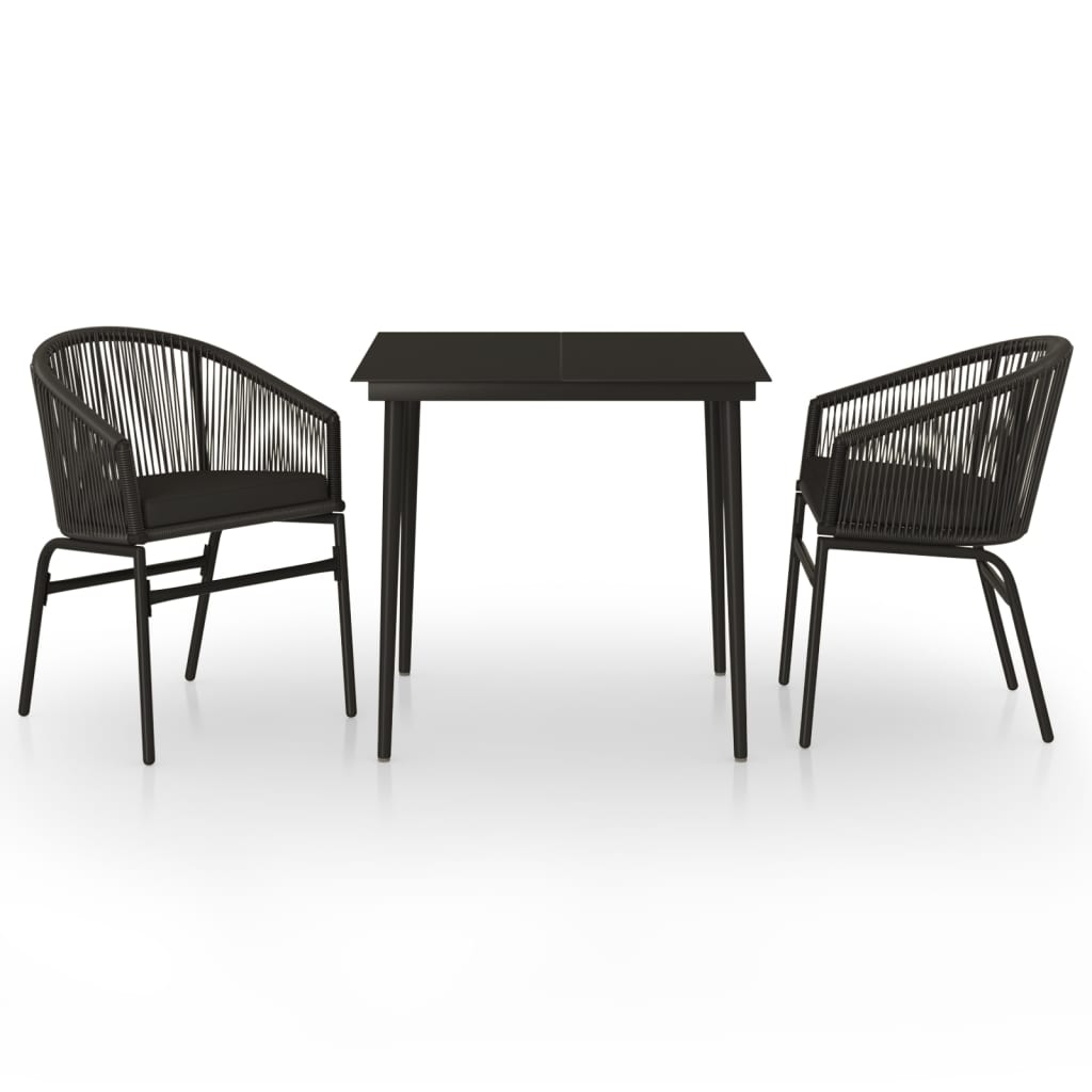 Ensemble à manger de jardin 3 pcs Noir