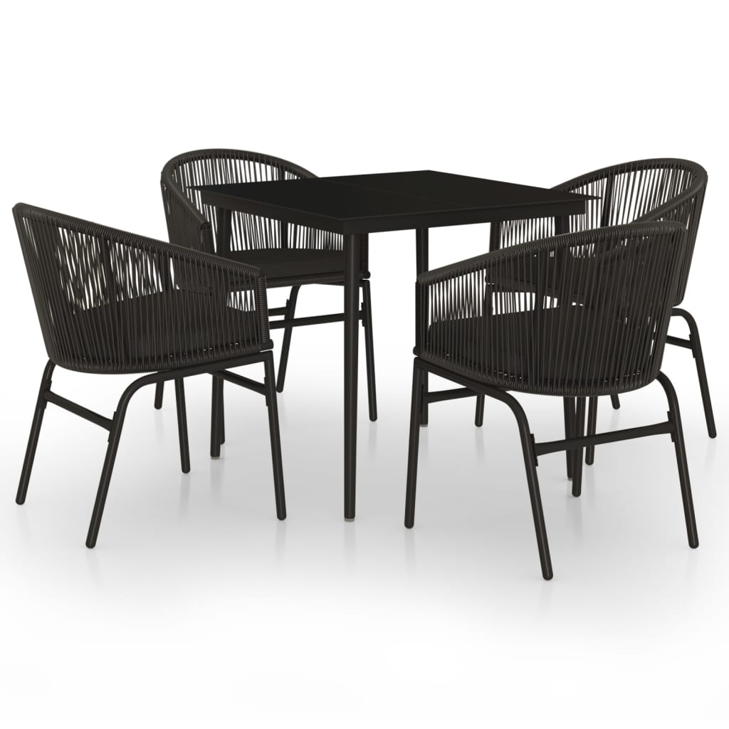 Ensemble à manger de jardin 5 pcs Noir