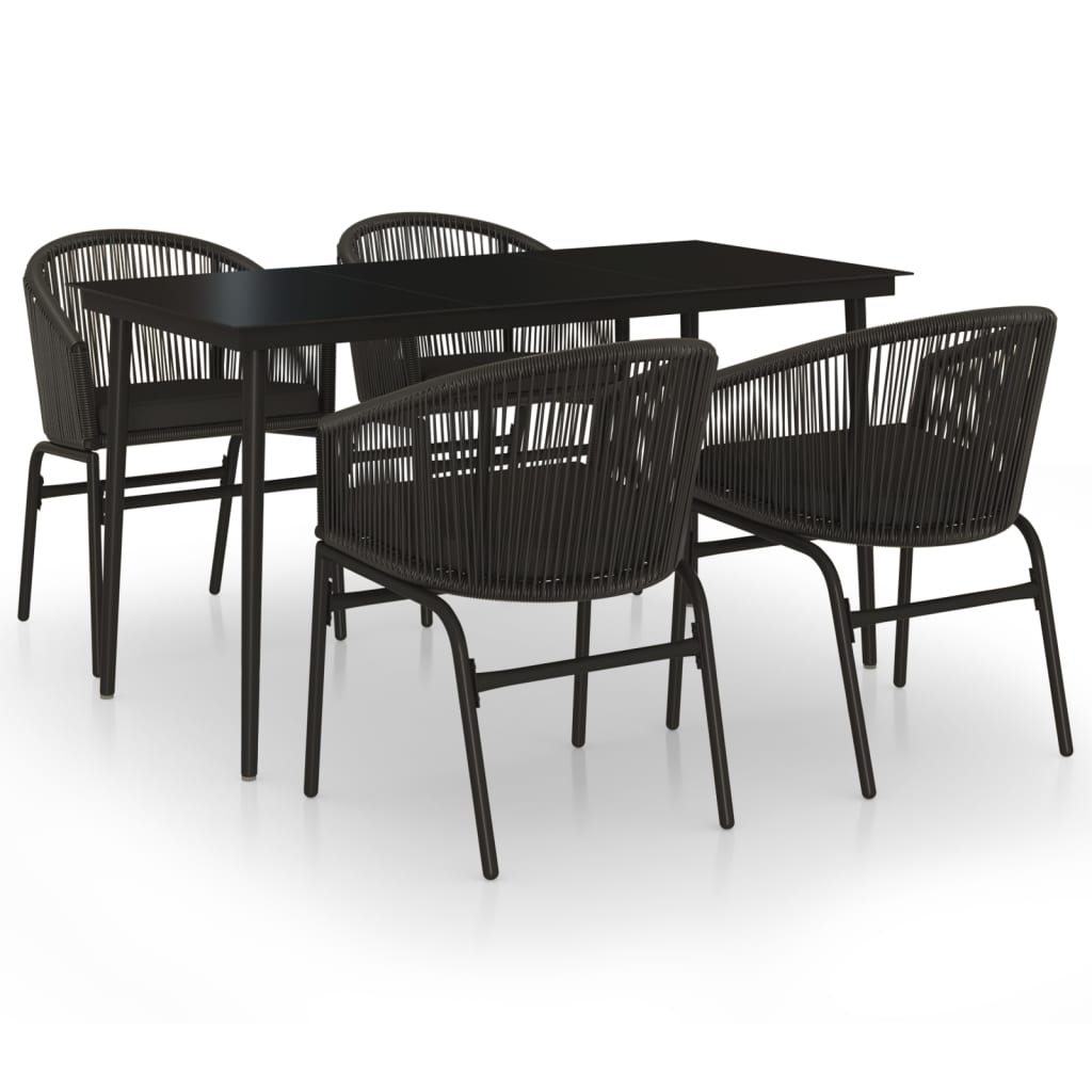 Ensemble à manger de jardin 5 pcs Noir