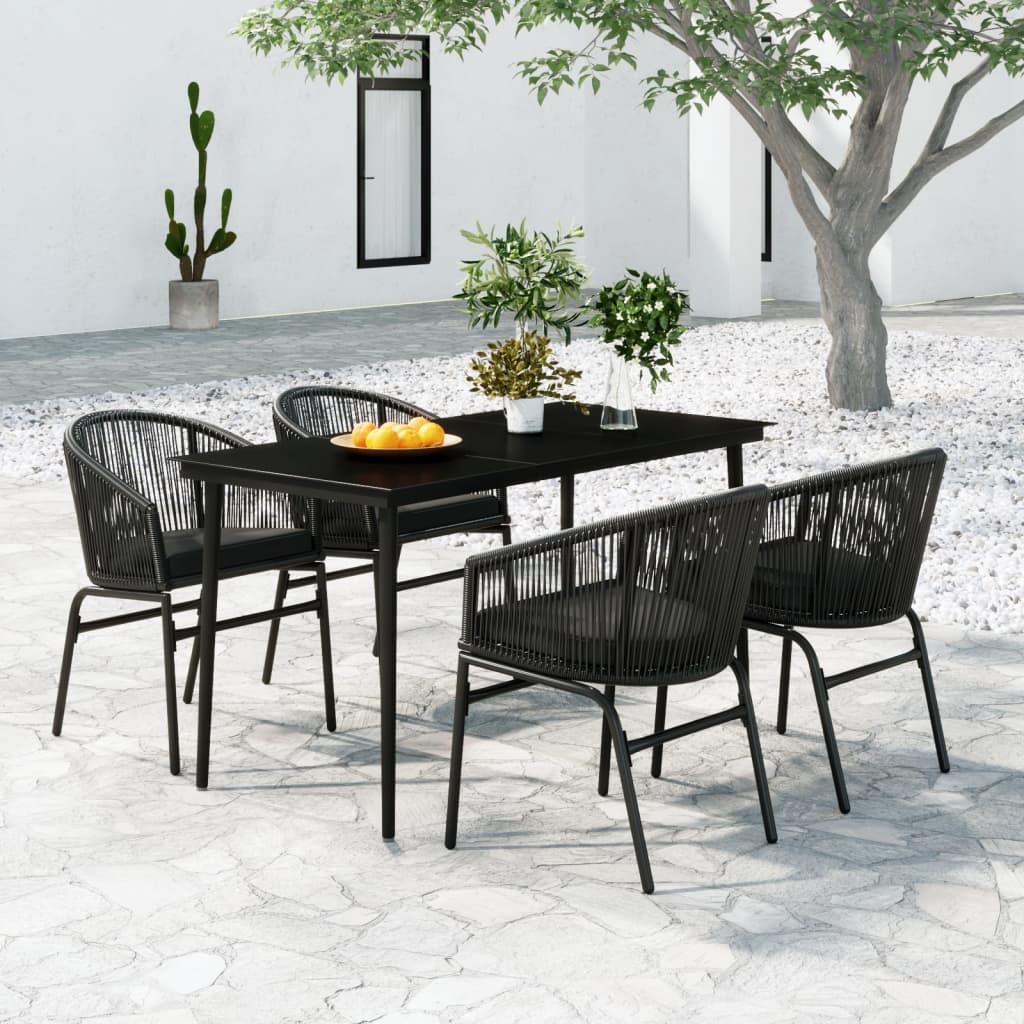 Ensemble à manger de jardin 5 pcs Noir