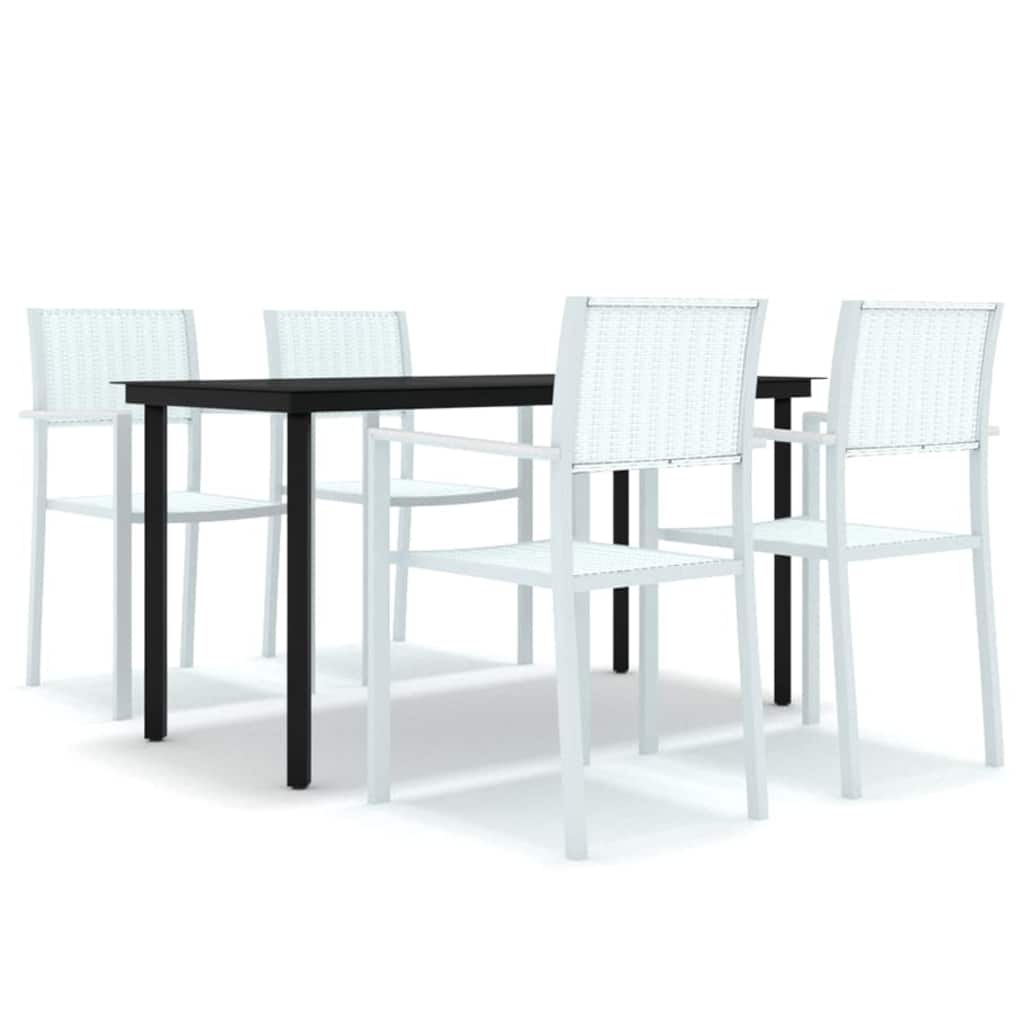 Ensemble à manger de jardin 5 pcs Blanc