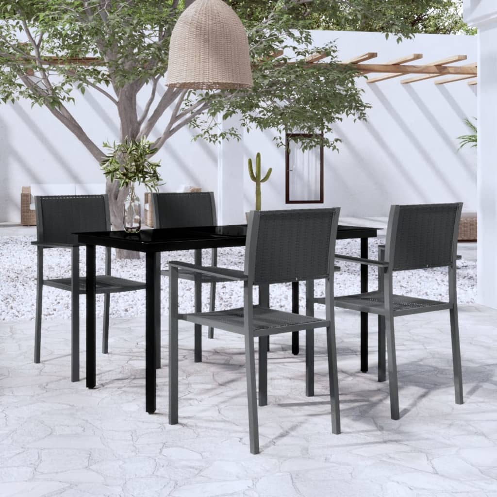 Ensemble à manger de jardin 5 pcs Noir