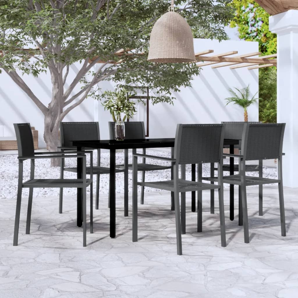 Ensemble à manger de jardin 7 pcs Noir