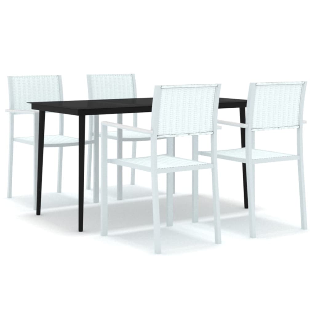 Ensemble à manger de jardin 5 pcs Blanc