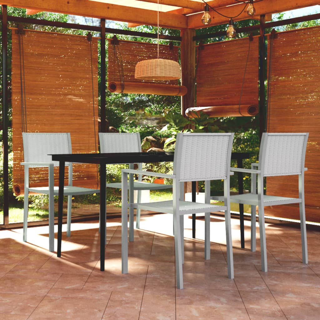 Ensemble à manger de jardin 5 pcs Blanc