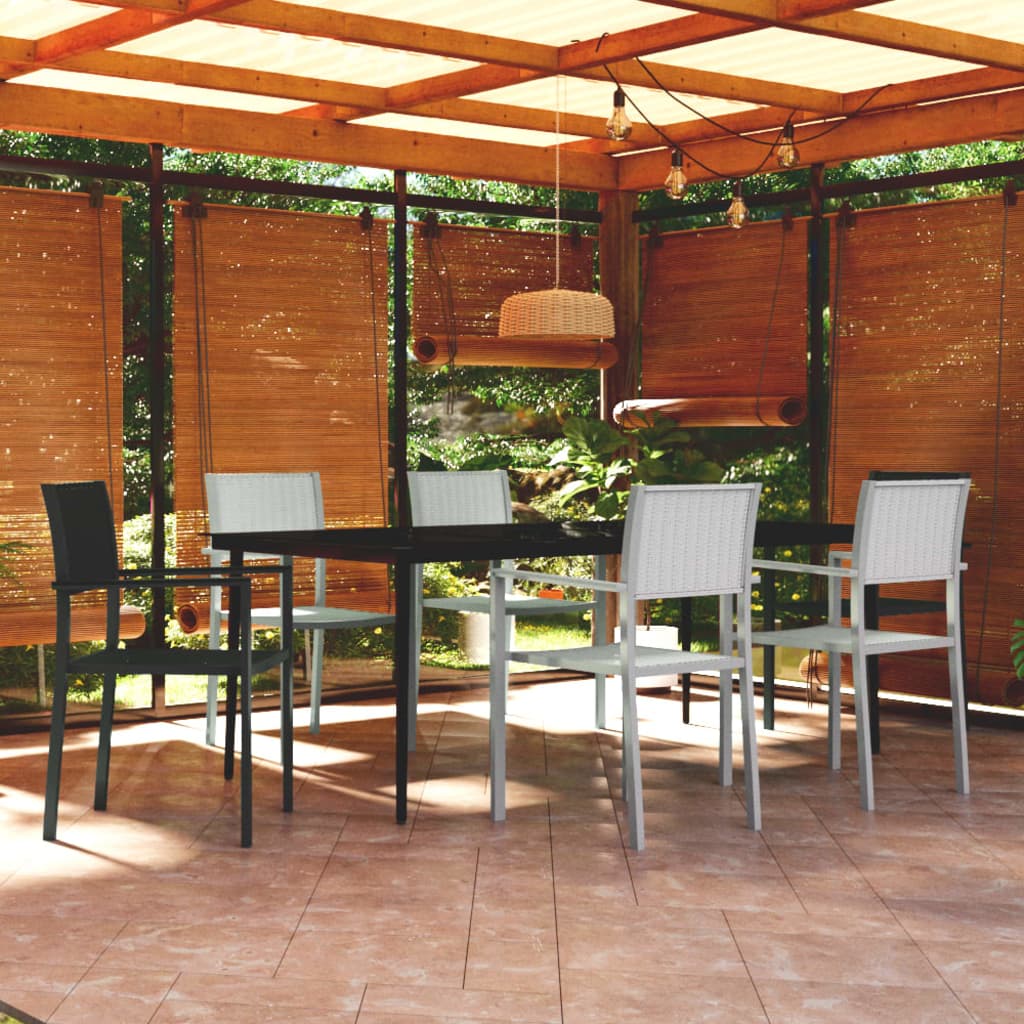Ensemble à manger de jardin 7 pcs Noir et blanc - XIOS