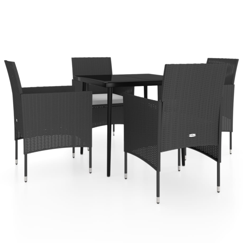 Ensemble à manger de jardin avec coussins 5 pcs Noir