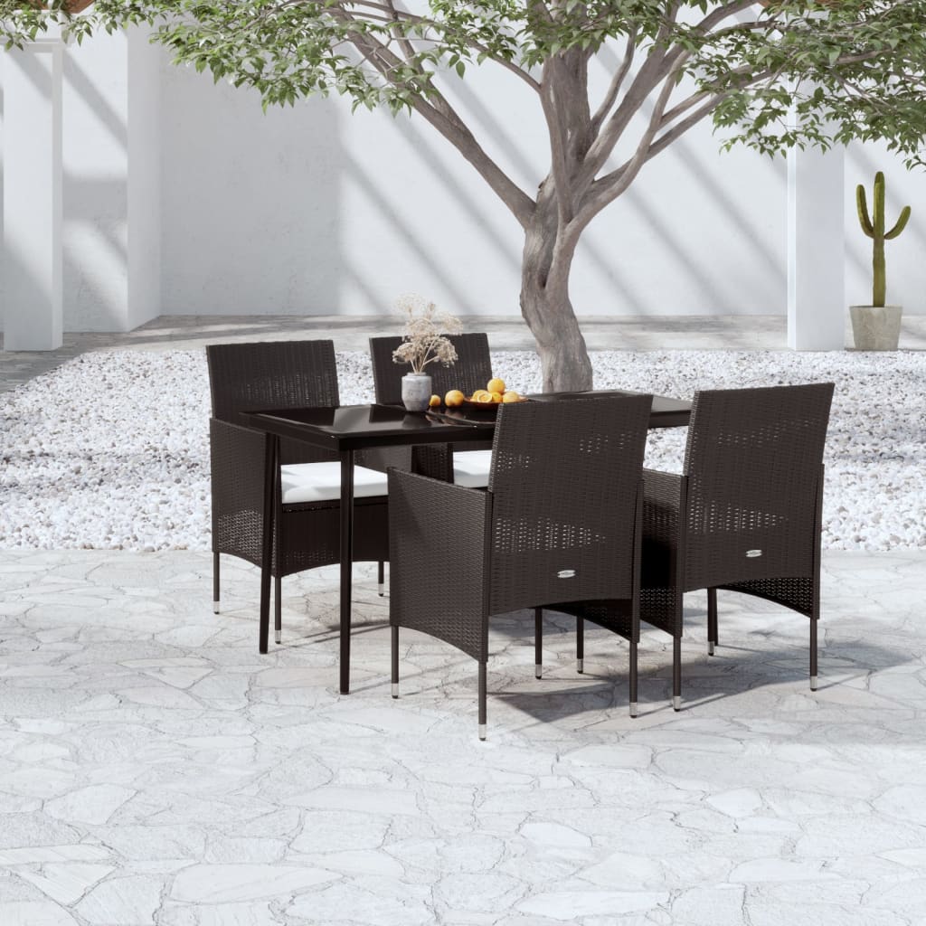Ensemble à manger de jardin avec coussins 5 pcs Noir