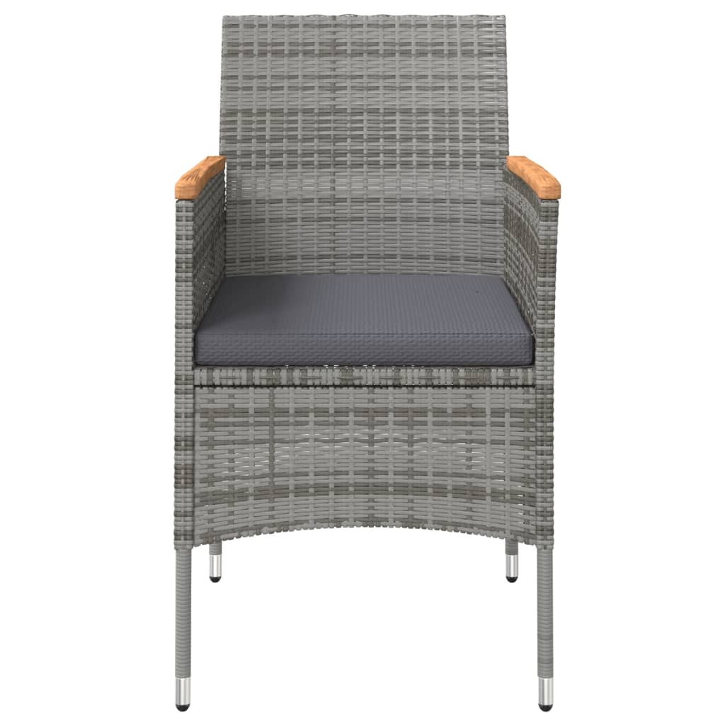 Ensemble à manger de jardin et coussins 3 pcs Gris et noir