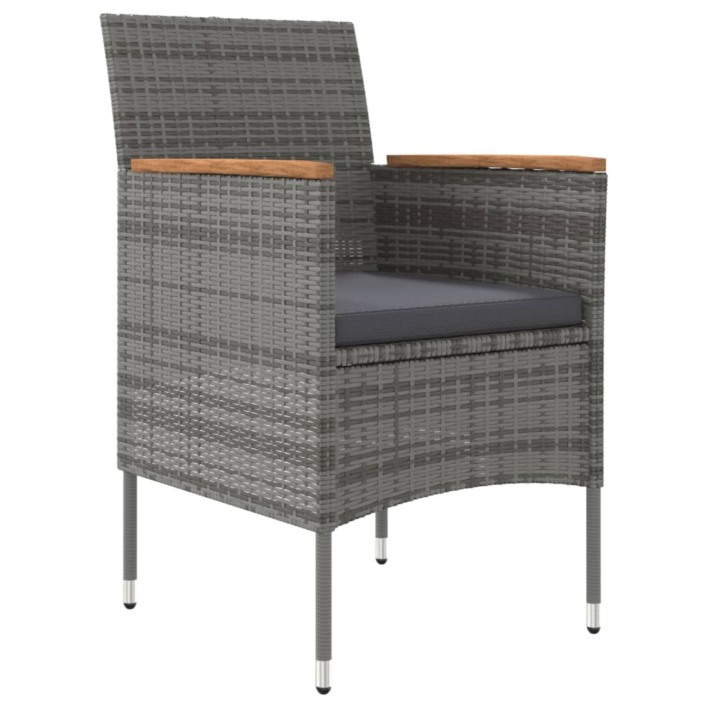 Ensemble à manger de jardin et coussins 3 pcs Gris et noir