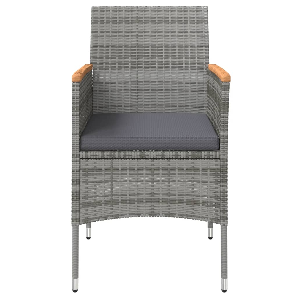 Ensemble à manger de jardin et coussins 3 pcs Gris et noir