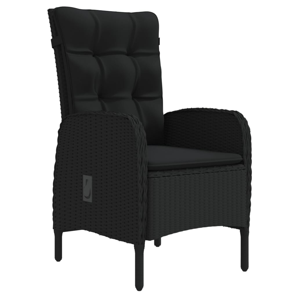 Ensemble à manger de jardin avec coussins 3 pcs noir
